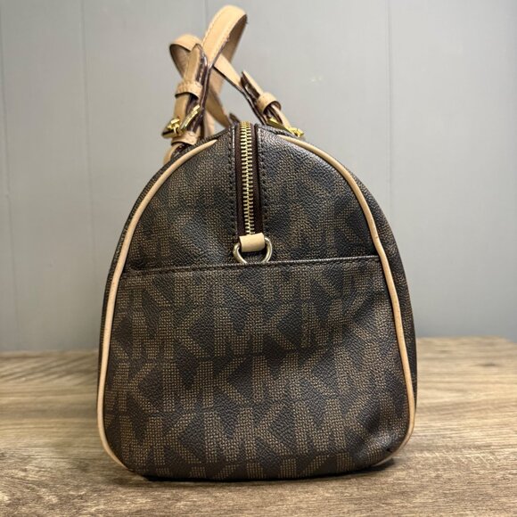 Michael Kors Grayson Logo Small Brown/Acorn Duffel Crossbody Bag - Picture 5 of 7